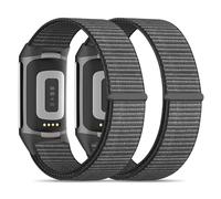 Lot de 2 bracelets de montre en nylon compatibles avec Fitbit Charge 5/Fitbit Charge 6 pour homme et femme - Velcro - Bracelet de rechange souple - Accessoire pour traqueur d'activité Charge 6/5 (14 à