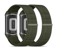 Lot de 2 bracelets de montre en nylon compatibles avec Fitbit Charge 5/Fitbit Charge 6 pour homme et femme - Velcro - Bracelet de rechange souple - Accessoire pour traqueur d'activité Charge 6/5 (14 à