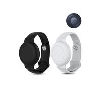 Lot de 2 bracelets de montre en silicone pour daunke Moto Tag - Anti-perte - Couverture complète - Anti-rayures - Résistant aux chocs - Étanche - Noir et blanc