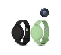 Lot de 2 bracelets de montre en silicone pour daunke Moto Tag - Anti-perte - Couverture complète - Anti-rayures - Résistant aux chocs - Étanche - Noir et vert