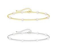 Lot De 2 Bracelets De Perles Pour Femme, Bracelets Élégants, Bracelets Tendance Et Polyvalents, Bracelets Simples, Accessoires Vestimentaires