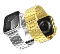 Lot de 2 bracelets de rechange compatibles avec Apple Watch 49 mm, 46 mm, 45 mm, 44 mm, 42 mm, 38 mm, 40 mm, 41 mm, en acier inoxydable, pour iWatch Ultra 3/2/1 Series 11/10/9/8/7/6/5/4/3/2/1/SE/SE2