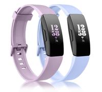 Lot de 2 bracelets de rechange compatibles avec Fitbit Inspire/Inspire HR/Inspire 2 - Bracelet de rechange en silicone souple pour Fitbit Inspire/Inspire HR/Inspire 2/Ace 2 (bleu nude + violet, taille