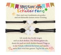 Lot de 2 bracelets de rentrée scolaire - Cadeaux de rentrée scolaire - Bracelets porte-bonheur trèfle à quatre feuilles - Pour maman et enfant - Premier jour d'école - Cadeau de rentrée des classes