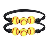 Lot de 2 bracelets de softball jaunes pour filles, garçons, adolescents, sport, anniversaire, softball, collier en jade, taille unique, Bois, Pas de pierre précieuse