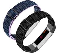 Lot de 2 bracelets élastiques réglables en nylon compatibles avec Fitbit Alta et Alta HR Fitness Tracker, lot de 2 bracelets tressés extensibles pour montre de sport, bracelet de rechange pour homme