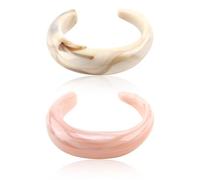 Lot de 2 bracelets en acrylique, bracelets multicolores vintage, grands bracelets carrés irréguliers, réglables en résine, bracelets géométriques Y2K pour femme, bijoux tendance, 1, Acrylique, Pas de