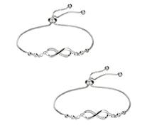 Lot de 2 bracelets en argent avec signe infini - Bracelet d'amitié - Bracelet d'amitié réglable - Bijoux d'amitié pour femme, Noël, anniversaire
