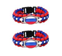 Lot de 2 bracelets en corde tressée faits à la main avec drapeau russe multicouches - Pour événements sportifs - Accessoires pour la fête nationale des patriotes
