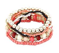 Lot de 2 bracelets en cuir - Cadeau mignon - Bracelet en cristal pour amis, sœurs et filles - Laissez le bracelet en cristal devenir votre belle amitié - Montre large (rouge pastèque, taille unique)