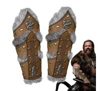 Lot de 2 Bracelets en Cuir synthétique pour Femme, Style Chevalier médiéval avec détails décoratifs décoratifs | Accessoires de Costume de Cosplay Steampunk pour Jeux