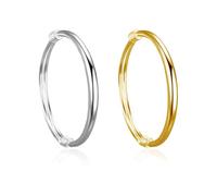Lot De 2 Bracelets en Métal Brillant, Bracelets Simples Et Tendance, Bijoux pour Femmes, Accessoires Vestimentaires (Or, Argent)