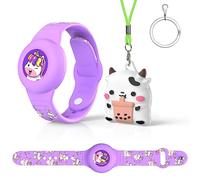 Lot de 2 bracelets et colliers AirTag pour enfants - Étanche - Réglable - MOWYEOK - Avec collier Air Tag caché - Étui de suivi GPS anti-perte