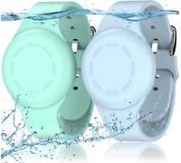 Lot de 2 Bracelets étanches pour Enfants compatibles avec Apple Air Tag Tracker avec Silicone Souple,Coque Anti-Perte pour Enfants,Vert Menthe/Bleu Clair