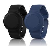Lot de 2 bracelets étanches pour enfants compatibles avec les localisateurs Apple Air Tag en silicone souple, anti-perte d'articles GPS pour enfants (noir/bleu nuit)