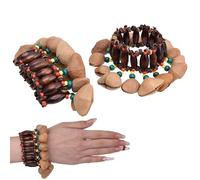 Lot de 2 bracelets hochets de graines de cacho, son naturel africain, graine de noix africaine, bracelet de poignet Shaker de danse