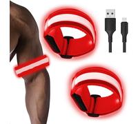 Lot De 2 Bracelets Led Rechargeables Avec Usb-Bande Led Réfléchissante Avec 3 Modes D'éclairage,Étanche & Réglable-Éclairage De Sécurité Pour Course À Pied,Jogging,Vélo.[R110]