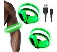 Lot De 2 Bracelets Led Rechargeables Avec Usb-Bande Led Réfléchissante Avec 3 Modes D'éclairage,Étanche & Réglable-Éclairage De Sécurité Pour Course À Pied,Jogging,Vélo.[R108]