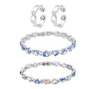 Lot de 2 bracelets magnétiques complets en forme de cœur, 2 anneaux magnétiques, bracelets magnétiques réglables, bracelets magnétiques en cristal pour femme