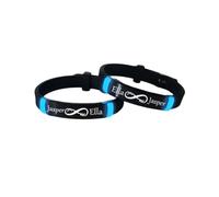 Lot de 2 bracelets personnalisés brillants dans l'obscurité avec symbole de l'infini avec nom, bracelet en silicone assorti, bracelet réglable pour l'âme sœur pour lui, votre meilleure amie, femme
