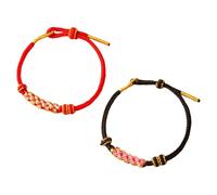 Lot de 2 bracelets porte-bonheur tibétains faits à la main, réglables en forme de fleur de pêcher, corde tressée à la main pour votre amoureux ou votre meilleur ami