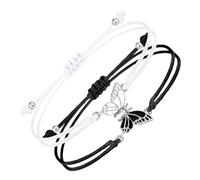 Lot de 2 bracelets pour couple avec papillon, brins réglables, bracelets d'amitié, breloques faites à la main, bijoux de couple pour femmes, couples, amies, taille unique, Fil acrylique, Pas de gemme