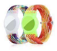 Lot de 2 bracelets pour enfant pour AirTag, compatibles avec les valises AirTag, boîtier de traceur GPS réglable, rayon de 4,5 à 7,2 pouces (arc-en-ciel + orange)