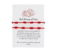 Lot de 2 bracelets pour femme en cordon rouge réglable avec nœud pour l'amitié et la chance, taille unique, Nylon
