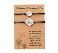 Lot de 2 bracelets réglables en acier inoxydable pour mère et fille - Cadeau de fête des mères - Bracelets en corde tressée pour adolescentes
