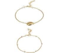 Lot de 2 bracelets simples en forme de coquillage de cauris avec boule en métal - Bijoux Pulsera Gife pour homme et femme
