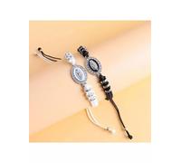 Lot de 2 Bracelets tressés pour Couple Notre-Dame de Guadalupe en Noir et Blanc - par défaut