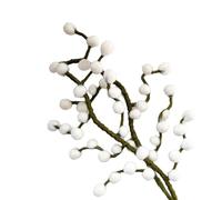 Lot de 2 branches de baies blanches en feutre avec tige flexible, environ 30 cm, fleurs décoratives faites à la main pour des créations personnalisées, cadeau durable, commerce équitable, fleurs