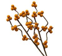 Lot de 2 branches de baies orange en feutre avec tige flexible, environ 30 cm, fleurs décoratives faites à la main pour des créations personnalisées, cadeau durable, commerce équitable, fleurs