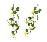 Lot de 2 branches de citronnier réalistes élégantes et élégantes avec tige jaune pour la décoration de la maison