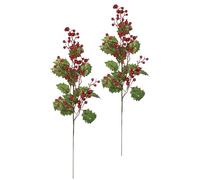 Lot de 2 branches de ilix artificielles avec baies - 64 cm - Branche décorative - Grande branche de fleurs - Pour couronnes de l'Avent - Vase de sol - Décoration de Noël - Fleurs artificielles - 64 cm