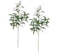Lot de 2 Branches d'olivier artificielles avec Olives Noires - 77 cm - Grandes Branches méditerranéennes - Décoration de Mariage - Feuilles d'olivier - Décoration pour Couronne, Guirlande