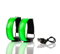 Lot de 2 brassards lumineux LED rechargeables et réfléchissants pour la course à pied.