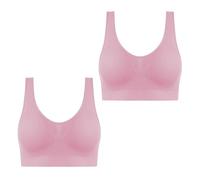 Lot de 2 Brassiere Sport Femme Soutien Gorge sans Armature Bra Top sous Vetements Feminins Soutien Gorge Push Up Bralette sous-Vêtements de Sport Brassière Brassiere 2025 Mes Commandes Rose M