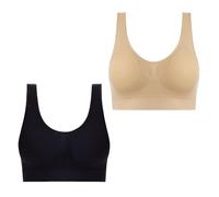 Lot de 2 Brassiere Sport Femme Soutien Gorge sans Armature Bra Top sous Vetements Feminins Soutien Gorge Push Up Bralette sous-Vêtements Mes Commandes en Cours de Livraison Beige 4XL