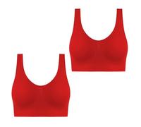 Lot de 2 Brassiere Sport Femme Soutien Gorge sans Armature Bra Top sous Vetements Feminins Soutien Gorge Push Up Bralette sous-Vêtements de Sport Brassière Brassiere 2025 Mon Compte Rouge L
