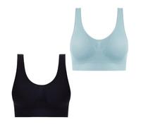Lot de 2 Brassiere Sport Femme Soutien Gorge sans Armature Bra Top sous Vetements Feminins Soutien Gorge Push Up Bralette sous-Vêtements de Sport Brassière Brassiere 2025 Warehouse Bleu Clair 5XL