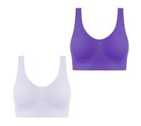Lot de 2 Brassiere Sport Femme Soutien Gorge sans Armature Bra Top sous Vetements Feminins Soutien Gorge Push Up Bralette sous-Vêtements de Sport Brassière Mes Commandes Passées Violet S
