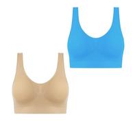 Lot de 2 Brassiere Sport Femme Soutien Gorge sans Armature Bra Top sous Vetements Feminins Soutien Gorge Push Up Bralette sous-Vêtements de Sport Brassière Vente Flash du Jour Et Soldes Bleu L