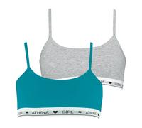 Lot De 2 Brassières Coton Ultra Doux By Fille Bleu Lagon-gris Chiné 10A