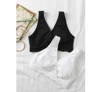 Lot de 2 brassières d'allaitement croisées sans couture lot noir + blanc S