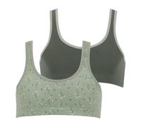 Lot de 2 brassières mode girl by imprimé fleurs-uni kaki fumé 10A
