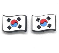 Lot de 2 breloques de chaussures drapeau coréen - Jibbitz coréen pour vos Crocs, Polychlorure de vinyle, Pas de gemme