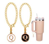 Lot de 2 breloques en forme de lettre Q pour Stanley - Simple et moderne - Plaque d'identification - Poignée de lettre initiale - Breloque personnalisée pour gobelet Stanley - Poignée de tasse à eau