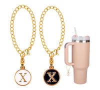 Lot de 2 breloques en forme de lettre X pour Stanley - Simple et moderne - Plaque d'identification - Poignée de lettre initiale - Breloque personnalisée pour gobelet Stanley - Poignée de tasse à eau
