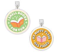 Lot de 2 breloques « I Smell Book For Fun, My Happy Place Has Pages » pour les amateurs de livres, les amateurs de livres, la foudre de guérison/type C en acrylique pour liseuse de téléphone